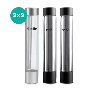 3 Bottiglie singole GasUp 800 ml – Black & Silver (2 Black + 1 Silver)